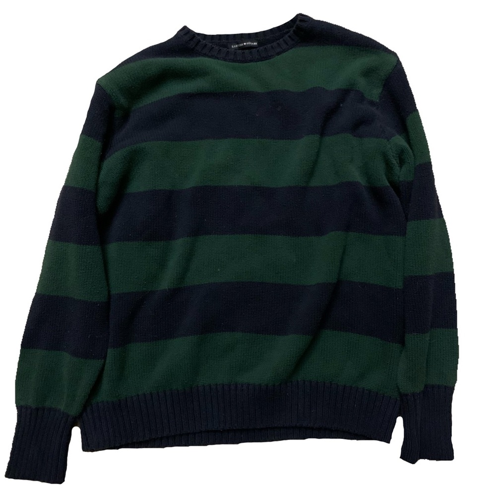 Brandy Melville Green and Black Striped Sweater